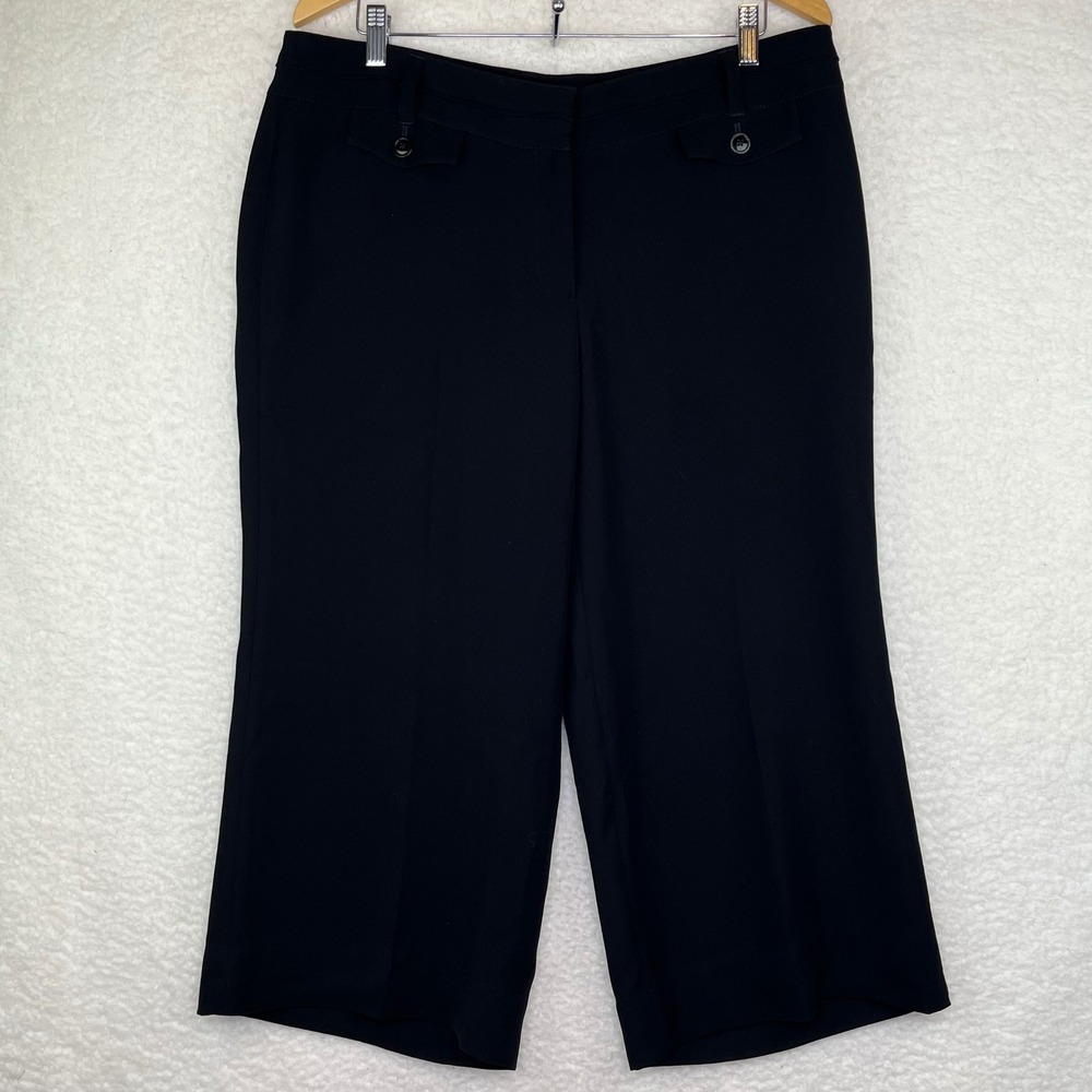White House Black Market Legacy Black Wide Leg Cropped Pants Trousers 14R